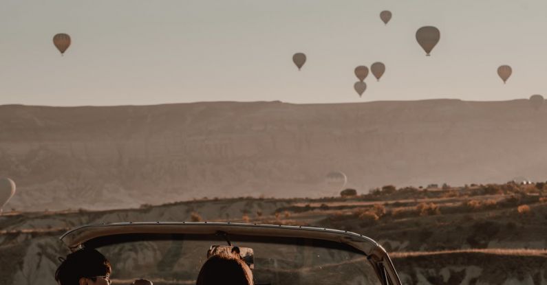Flying Car - Couple in Vintage Cabriolet in Cappadocia