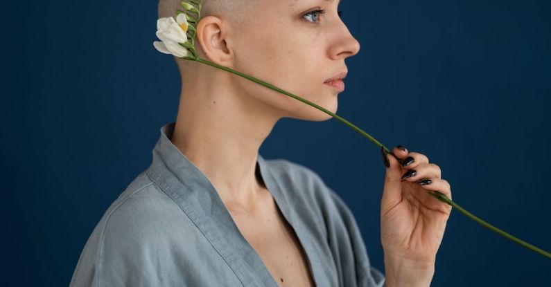 Brain Flowers - Woman with blooming flower on blue background