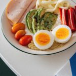 Brain Vegetables - A plate of food with eggs, bacon, and avocado