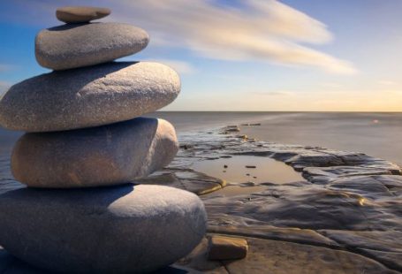 Meditation Sunset - Stacked of Stones Outdoors